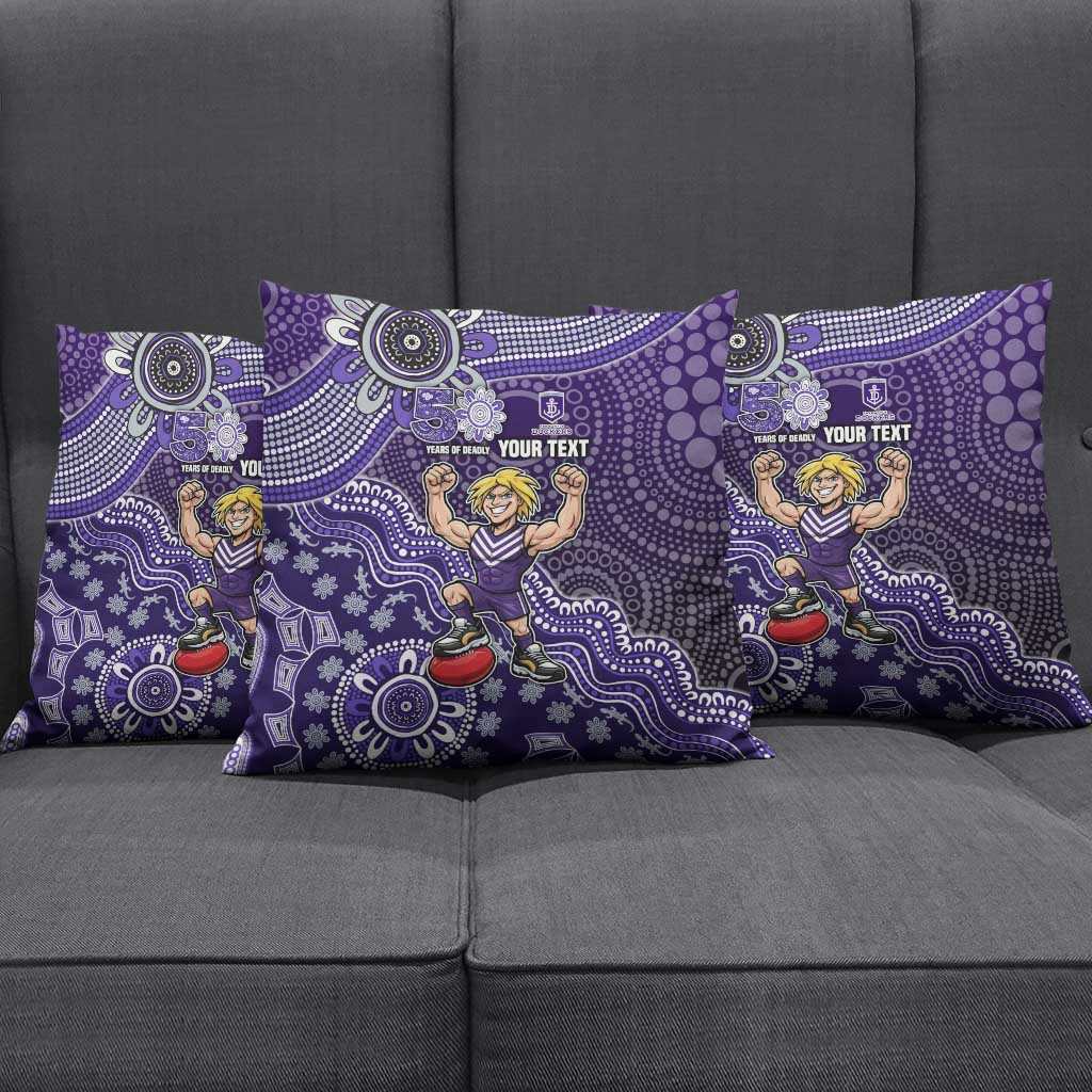 Personalized Freo Football Mascot Pillow Cover Aboriginal Dot Art Style Vibrant Indigenous Pattern Design
