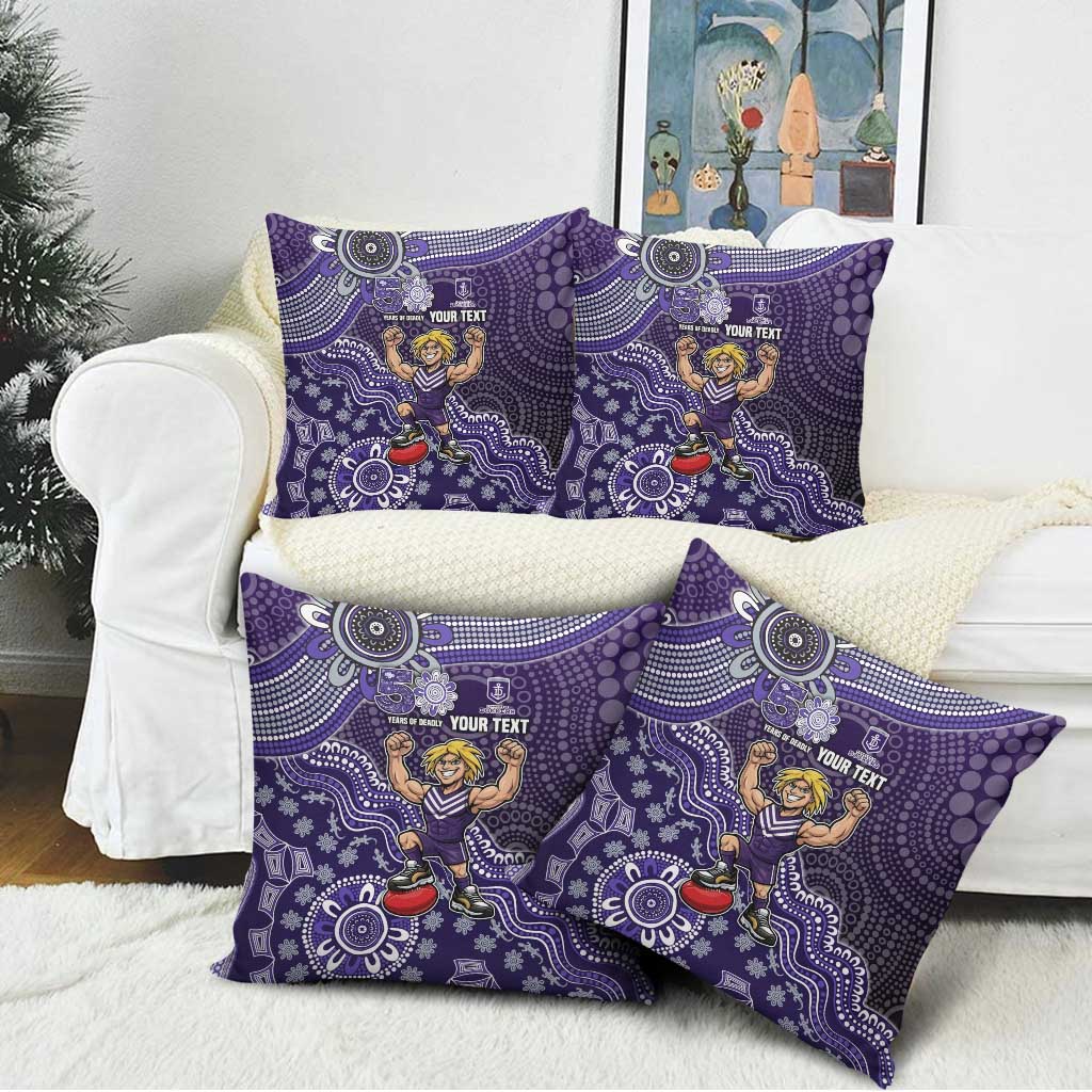 Personalized Freo Football Mascot Pillow Cover Aboriginal Dot Art Style Vibrant Indigenous Pattern Design