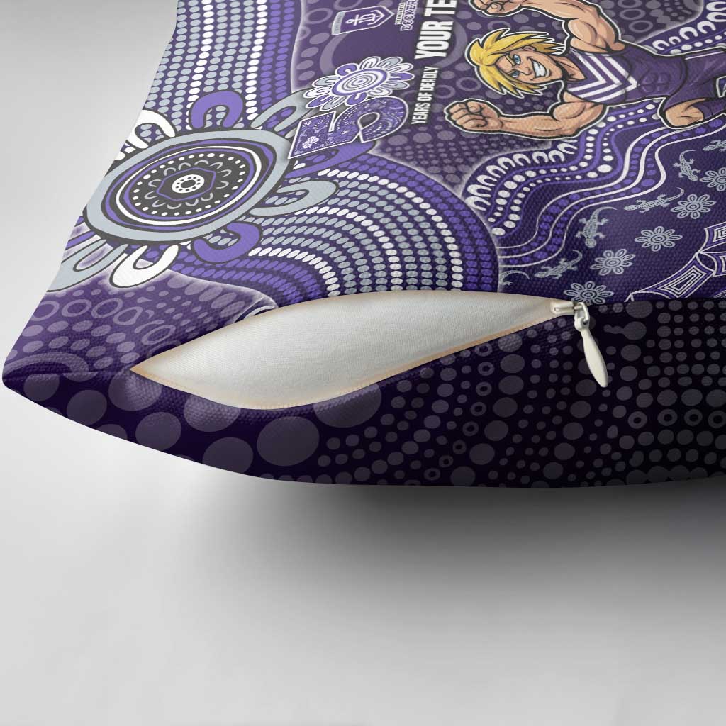 Personalized Freo Football Mascot Pillow Cover Aboriginal Dot Art Style Vibrant Indigenous Pattern Design