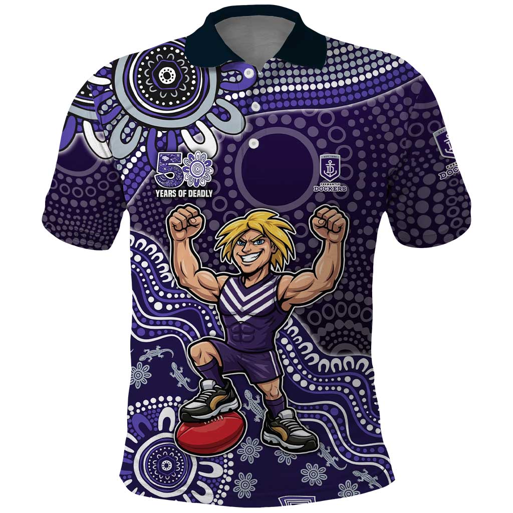 Personalized Freo Football Mascot Polo Shirt Aboriginal Dot Art Style Vibrant Indigenous Pattern Design
