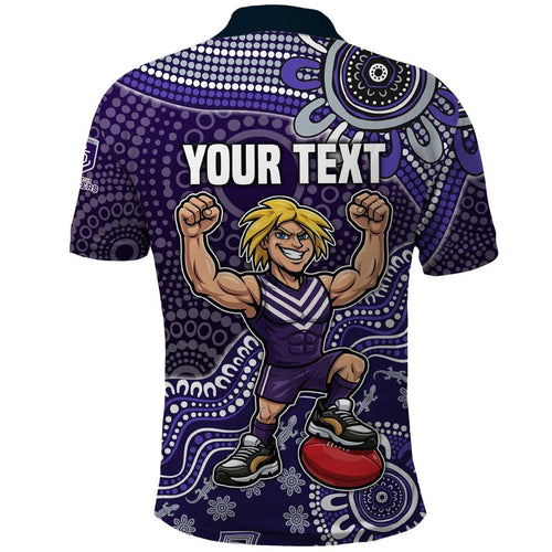 Personalized Freo Football Mascot Polo Shirt Aboriginal Dot Art Style Vibrant Indigenous Pattern Design