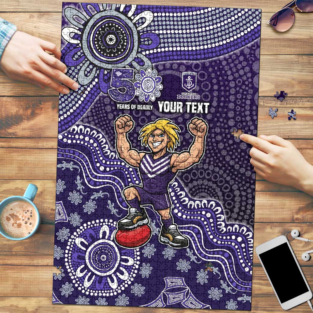 Personalized Freo Football Mascot Puzzle Aboriginal Dot Art Style Vibrant Indigenous Pattern Design