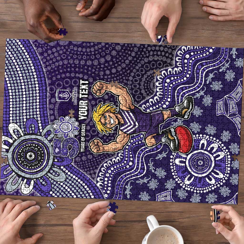 Personalized Freo Football Mascot Puzzle Aboriginal Dot Art Style Vibrant Indigenous Pattern Design