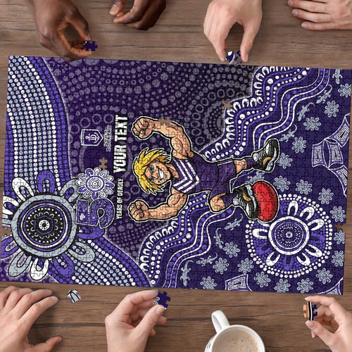 Personalized Freo Football Mascot Puzzle Aboriginal Dot Art Style Vibrant Indigenous Pattern Design