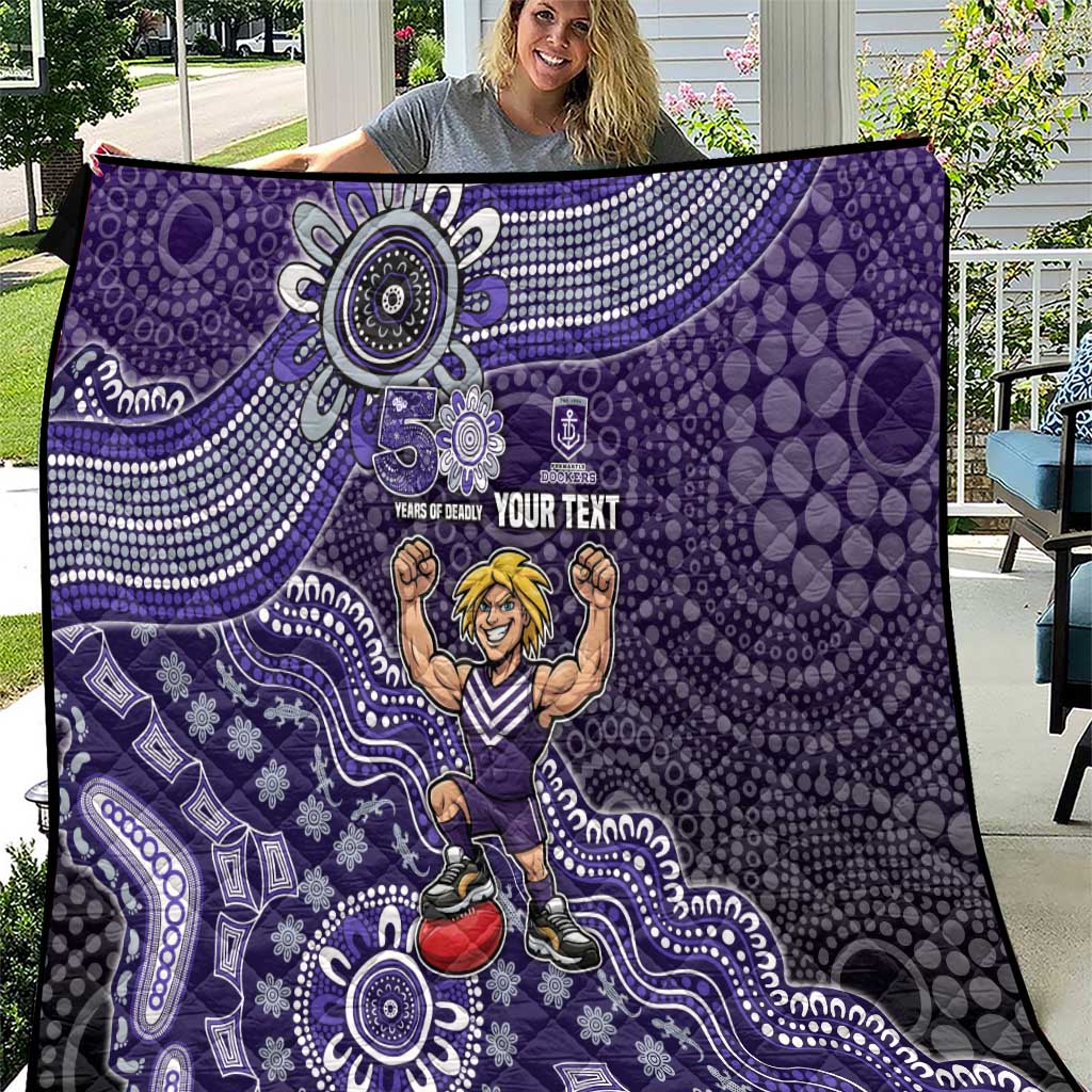 Personalized Freo Football Mascot Quilt Aboriginal Dot Art Style Vibrant Indigenous Pattern Design