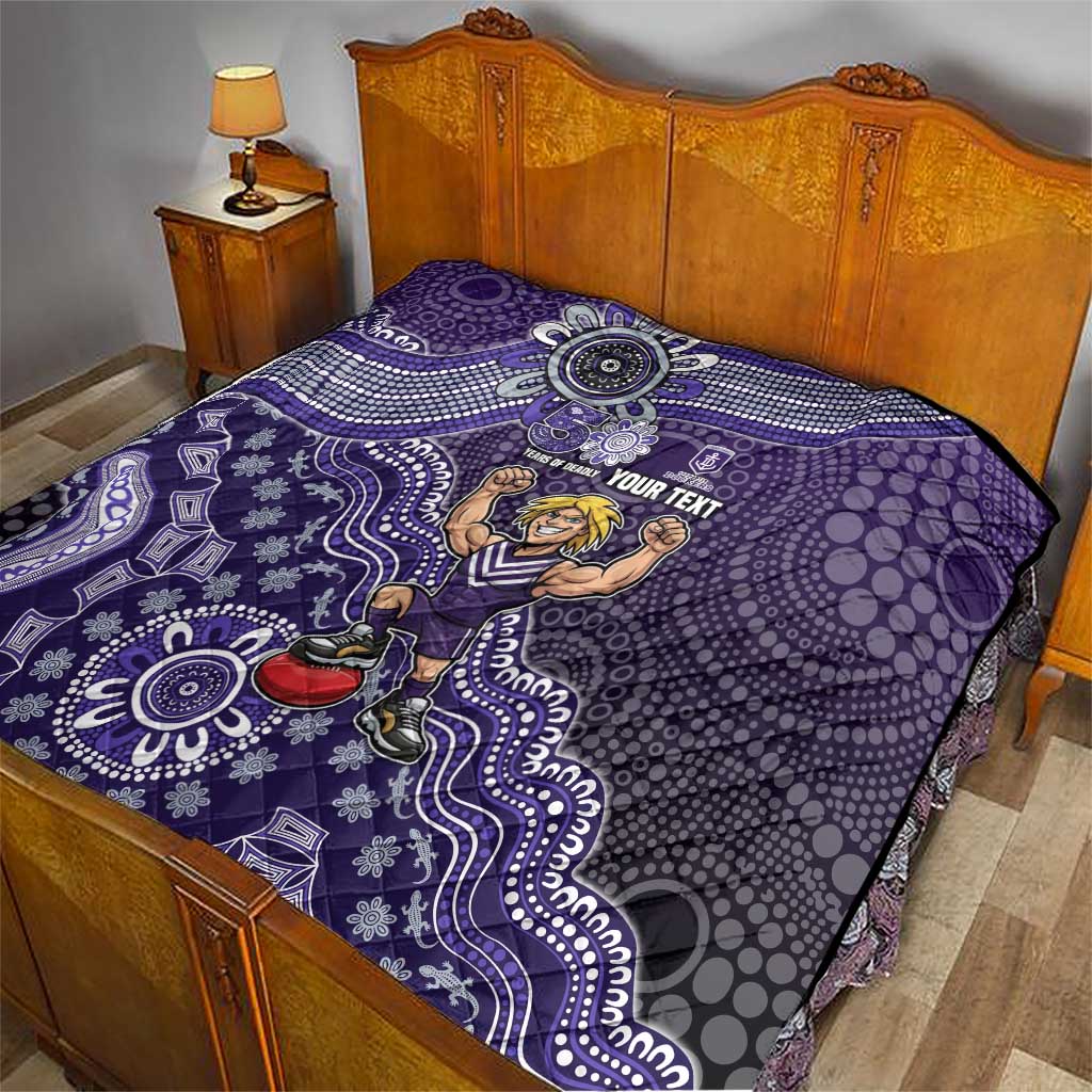 Personalized Freo Football Mascot Quilt Aboriginal Dot Art Style Vibrant Indigenous Pattern Design