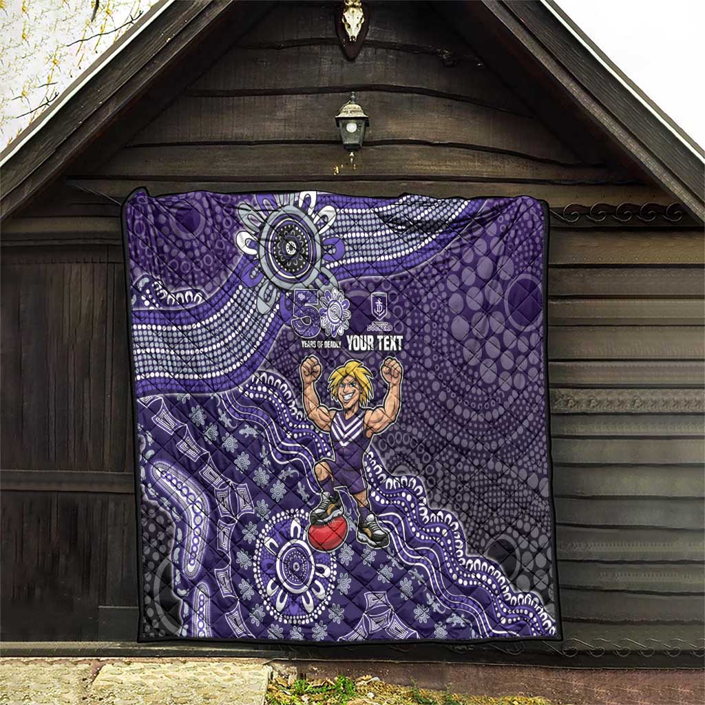 Personalized Freo Football Mascot Quilt Aboriginal Dot Art Style Vibrant Indigenous Pattern Design