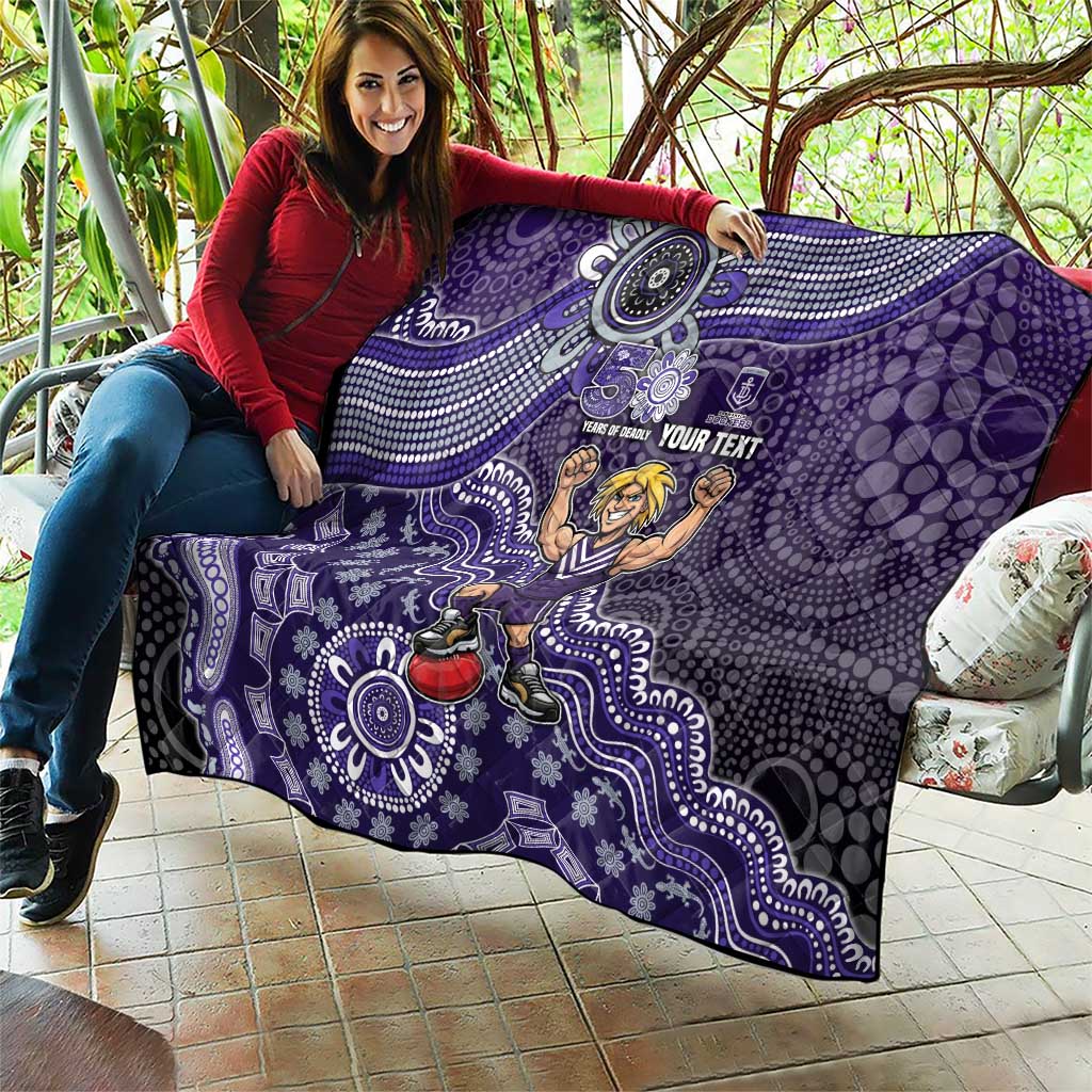 Personalized Freo Football Mascot Quilt Aboriginal Dot Art Style Vibrant Indigenous Pattern Design
