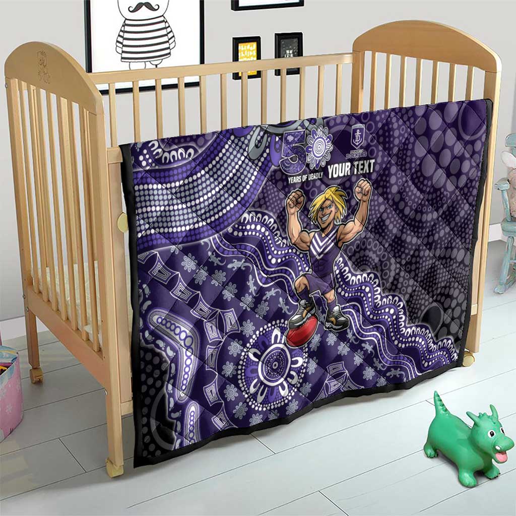 Personalized Freo Football Mascot Quilt Aboriginal Dot Art Style Vibrant Indigenous Pattern Design
