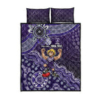 Personalized Freo Football Mascot Quilt Bed Set Aboriginal Dot Art Style Vibrant Indigenous Pattern Design