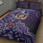 Personalized Freo Football Mascot Quilt Bed Set Aboriginal Dot Art Style Vibrant Indigenous Pattern Design