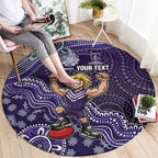 Personalized Freo Football Mascot Round Carpet Aboriginal Dot Art Style Vibrant Indigenous Pattern Design