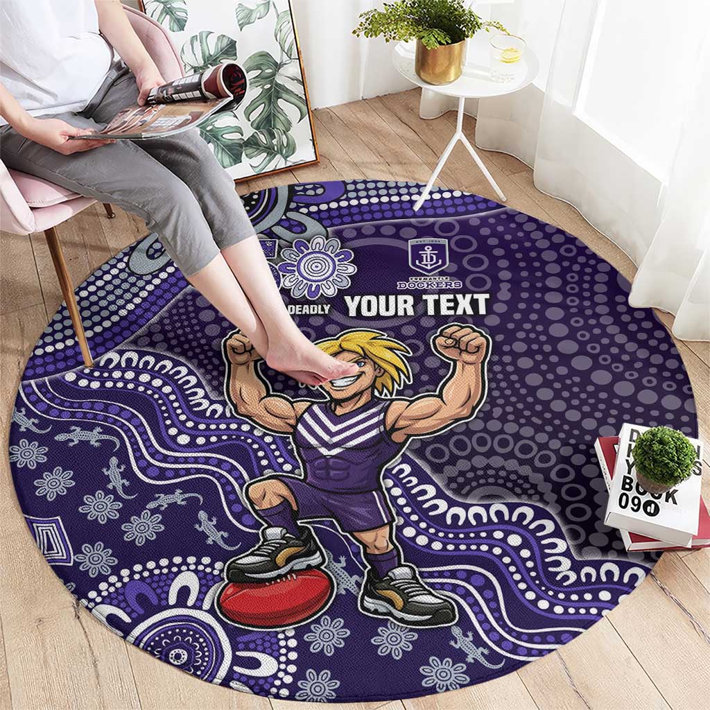 Personalized Freo Football Mascot Round Carpet Aboriginal Dot Art Style Vibrant Indigenous Pattern Design