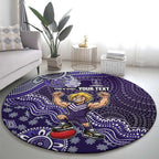 Personalized Freo Football Mascot Round Carpet Aboriginal Dot Art Style Vibrant Indigenous Pattern Design