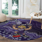 Personalized Freo Football Mascot Round Carpet Aboriginal Dot Art Style Vibrant Indigenous Pattern Design