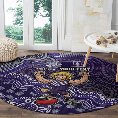 Personalized Freo Football Mascot Round Carpet Aboriginal Dot Art Style Vibrant Indigenous Pattern Design