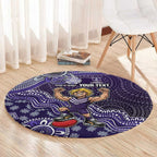 Personalized Freo Football Mascot Round Carpet Aboriginal Dot Art Style Vibrant Indigenous Pattern Design