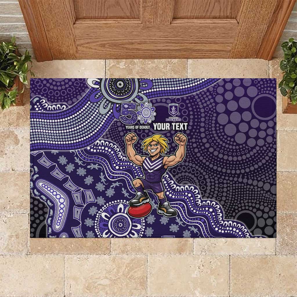 Personalized Freo Football Mascot Rubber Doormat Aboriginal Dot Art Style Vibrant Indigenous Pattern Design