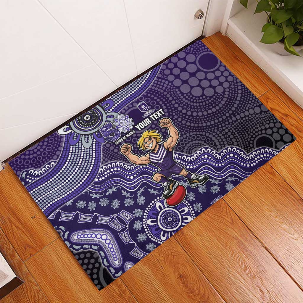 Personalized Freo Football Mascot Rubber Doormat Aboriginal Dot Art Style Vibrant Indigenous Pattern Design