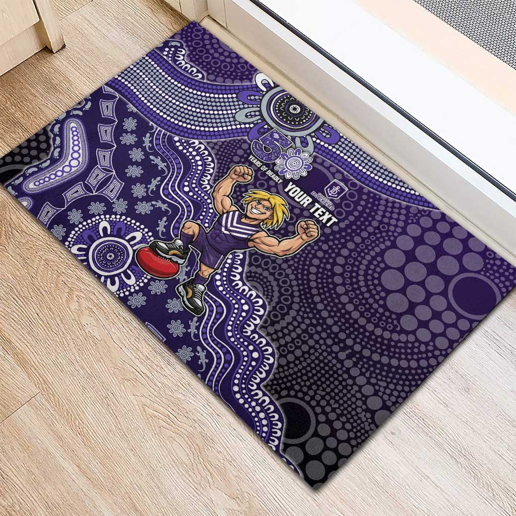 Personalized Freo Football Mascot Rubber Doormat Aboriginal Dot Art Style Vibrant Indigenous Pattern Design