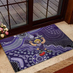 Personalized Freo Football Mascot Rubber Doormat Aboriginal Dot Art Style Vibrant Indigenous Pattern Design
