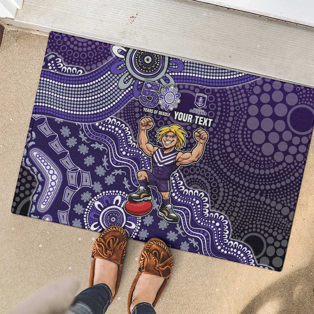 Personalized Freo Football Mascot Rubber Doormat Aboriginal Dot Art Style Vibrant Indigenous Pattern Design