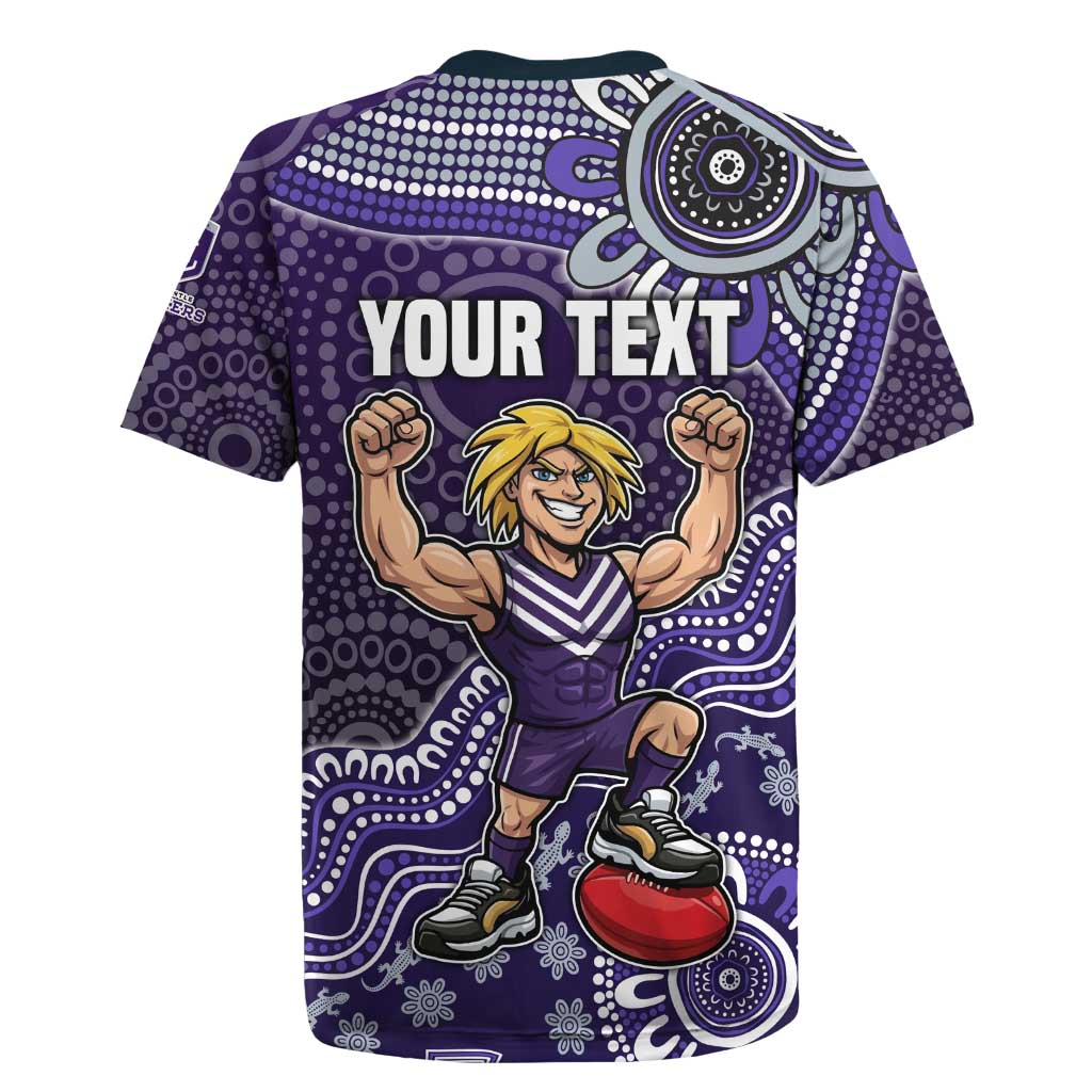 Personalized Freo Football Mascot Rugby Jersey Aboriginal Dot Art Style Vibrant Indigenous Pattern Design