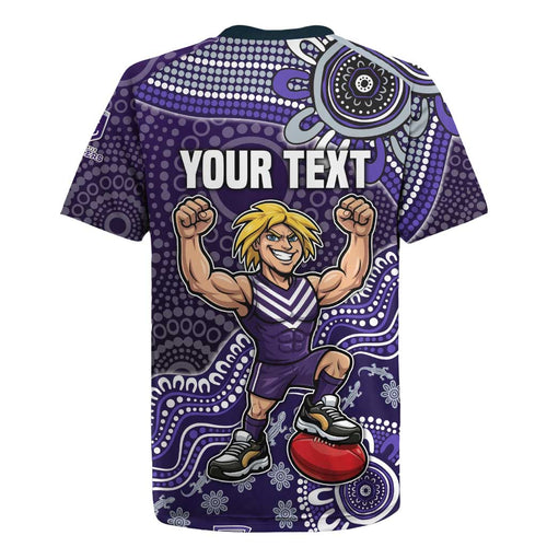 Personalized Freo Football Mascot Rugby Jersey Aboriginal Dot Art Style Vibrant Indigenous Pattern Design