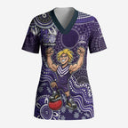 Personalized Freo Football Mascot Scrub Top Aboriginal Dot Art Style Vibrant Indigenous Pattern Design