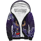 Personalized Freo Football Mascot Sherpa Hoodie Aboriginal Dot Art Style Vibrant Indigenous Pattern Design