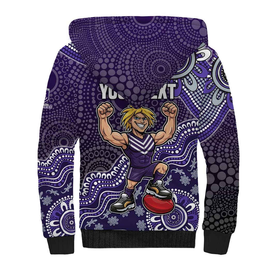 Personalized Freo Football Mascot Sherpa Hoodie Aboriginal Dot Art Style Vibrant Indigenous Pattern Design