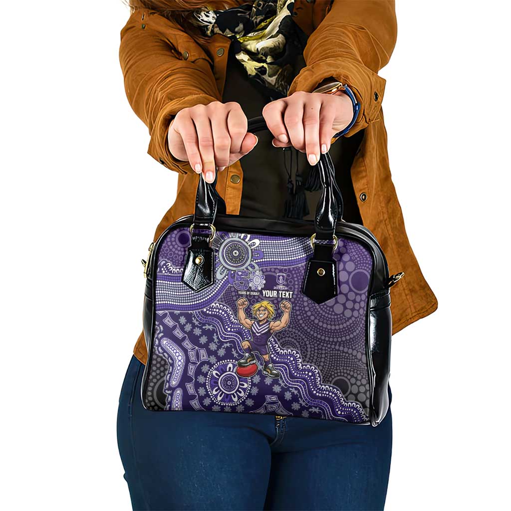 Personalized Freo Football Mascot Shoulder Handbag Aboriginal Dot Art Style Vibrant Indigenous Pattern Design
