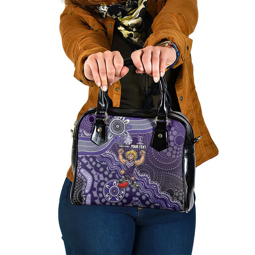 Personalized Freo Football Mascot Shoulder Handbag Aboriginal Dot Art Style Vibrant Indigenous Pattern Design