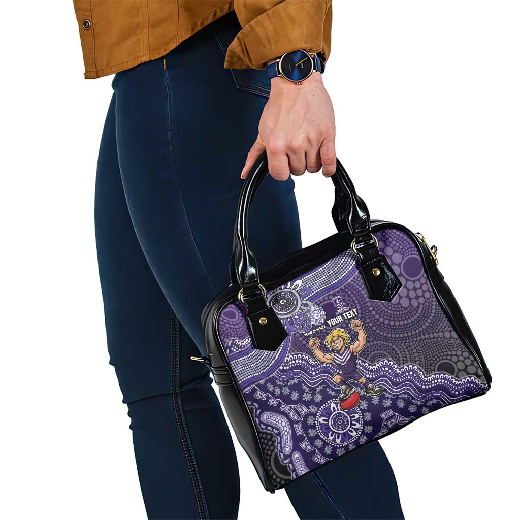 Personalized Freo Football Mascot Shoulder Handbag Aboriginal Dot Art Style Vibrant Indigenous Pattern Design