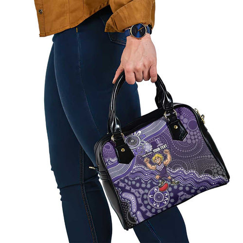 Personalized Freo Football Mascot Shoulder Handbag Aboriginal Dot Art Style Vibrant Indigenous Pattern Design