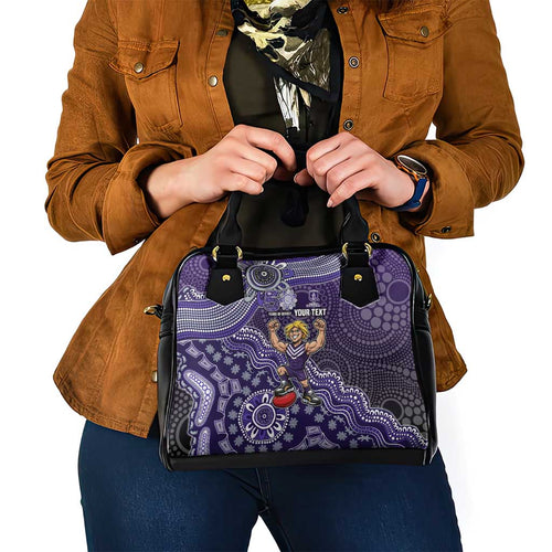 Personalized Freo Football Mascot Shoulder Handbag Aboriginal Dot Art Style Vibrant Indigenous Pattern Design