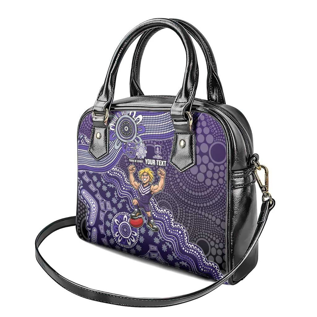 Personalized Freo Football Mascot Shoulder Handbag Aboriginal Dot Art Style Vibrant Indigenous Pattern Design