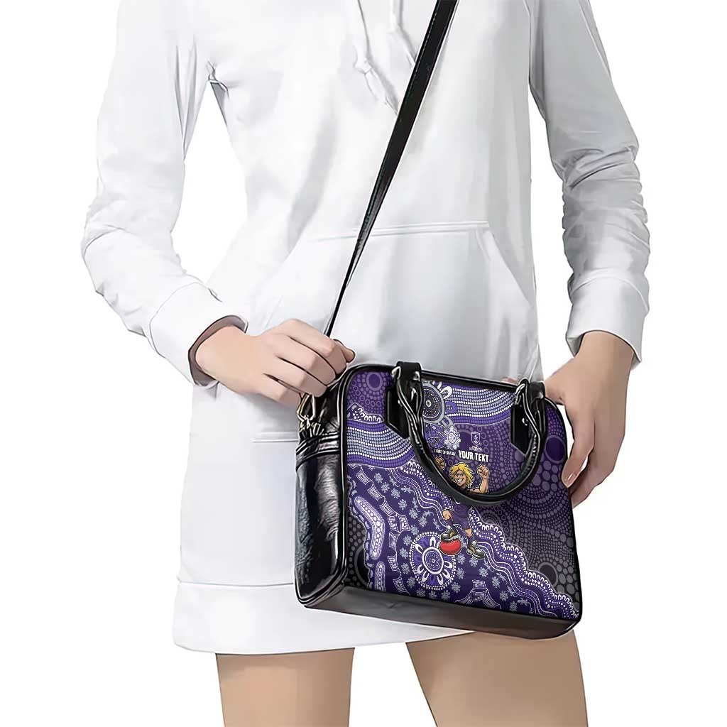 Personalized Freo Football Mascot Shoulder Handbag Aboriginal Dot Art Style Vibrant Indigenous Pattern Design