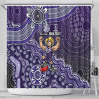 Personalized Freo Football Mascot Shower Curtain Aboriginal Dot Art Style Vibrant Indigenous Pattern Design