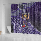 Personalized Freo Football Mascot Shower Curtain Aboriginal Dot Art Style Vibrant Indigenous Pattern Design