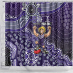 Personalized Freo Football Mascot Shower Curtain Aboriginal Dot Art Style Vibrant Indigenous Pattern Design
