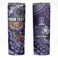 Personalized Freo Football Mascot Skinny Tumbler Aboriginal Dot Art Style Vibrant Indigenous Pattern Design