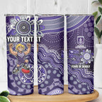 Personalized Freo Football Mascot Skinny Tumbler Aboriginal Dot Art Style Vibrant Indigenous Pattern Design