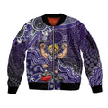 Personalized Freo Football Mascot Sleeve Zip Bomber Jacket Aboriginal Dot Art Style Vibrant Indigenous Pattern Design
