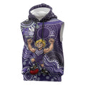 Personalized Freo Football Mascot Sleeveless Hoodie Aboriginal Dot Art Style Vibrant Indigenous Pattern Design