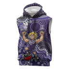 Personalized Freo Football Mascot Sleeveless Hoodie Aboriginal Dot Art Style Vibrant Indigenous Pattern Design