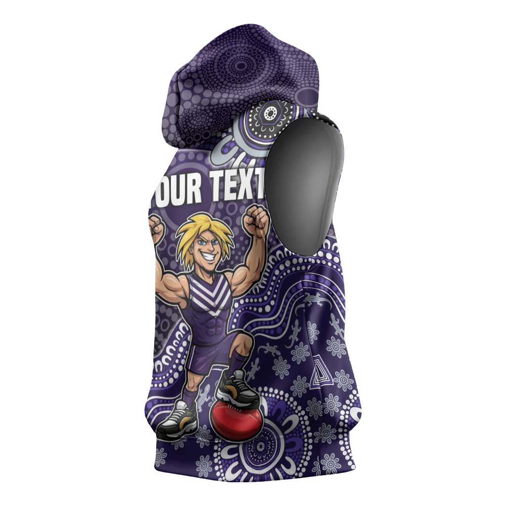 Personalized Freo Football Mascot Sleeveless Hoodie Aboriginal Dot Art Style Vibrant Indigenous Pattern Design