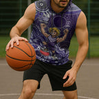 Personalized Freo Football Mascot Sleeveless Hoodie Aboriginal Dot Art Style Vibrant Indigenous Pattern Design