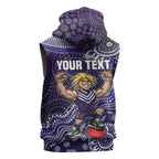 Personalized Freo Football Mascot Sleeveless Zip Hoodie Aboriginal Dot Art Style Vibrant Indigenous Pattern Design