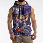 Personalized Freo Football Mascot Sleeveless Zip Hoodie Aboriginal Dot Art Style Vibrant Indigenous Pattern Design